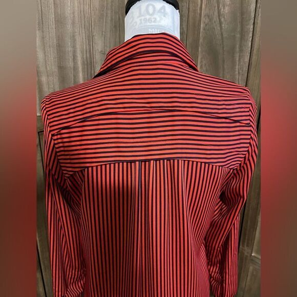 Sabie Orange and Blue Stripe Silk Blouse. - Picture 5 of 7